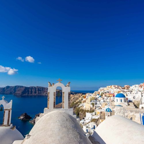 Church in Oia on Santorini island in Greece