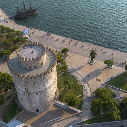 Thessaloniki, Greece. June 22, 2025, view of the White Tower in Thessaloniki, Greece